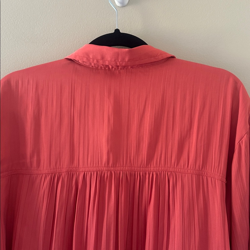 Anthropologie Women’s Relaxed Buttondown Shirt Coral Rose Sz Medium Chic Office - Picture 7 of 10